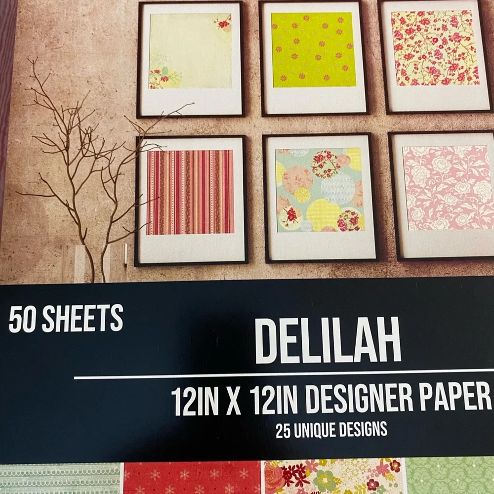 NWT Delilah 12x12 Designer Paper Pack 50 Sheets